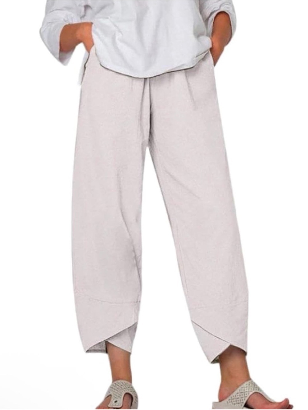 Relaxed Light Beige Wrap Women's Pants